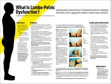 What is Lumbo-Pelvic Dysfunction? – exploring pelvic myomechanics & fundamental patterns underlying functional control: applying the evidence toward clinical solutions